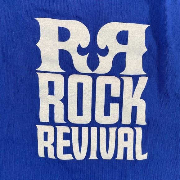 Rock Revival Big Logo T Shirt Men Large Blue Crew Neck Short Sleeve USA Made - Picture 6 of 9